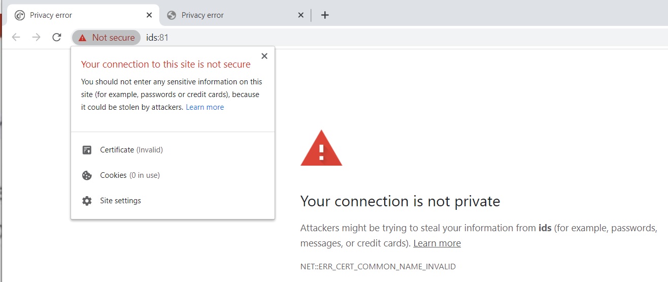 Certificate invalid